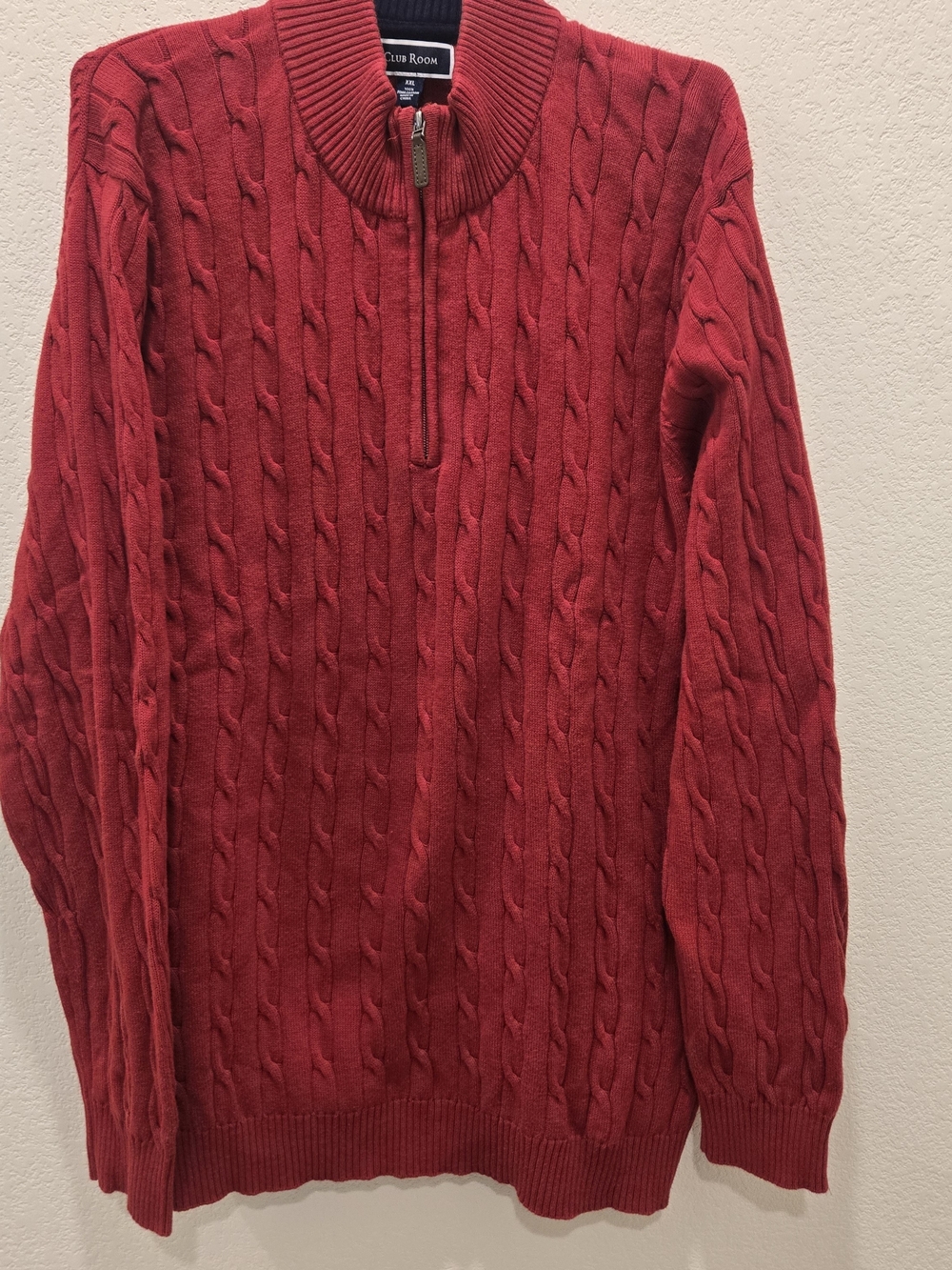Club Room Red Cable-Knit Half-Zip Sweater